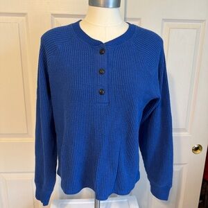 Old Navy Waffle-Knit Henley Sweater in Blue